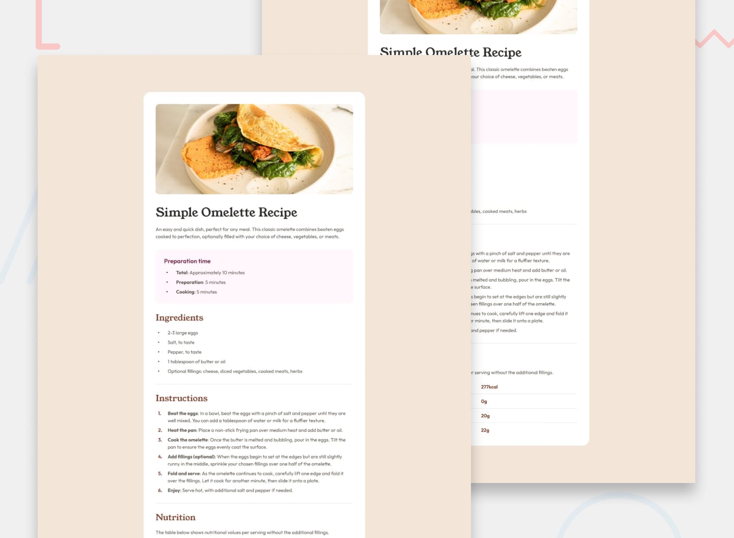 Recipe Page Design